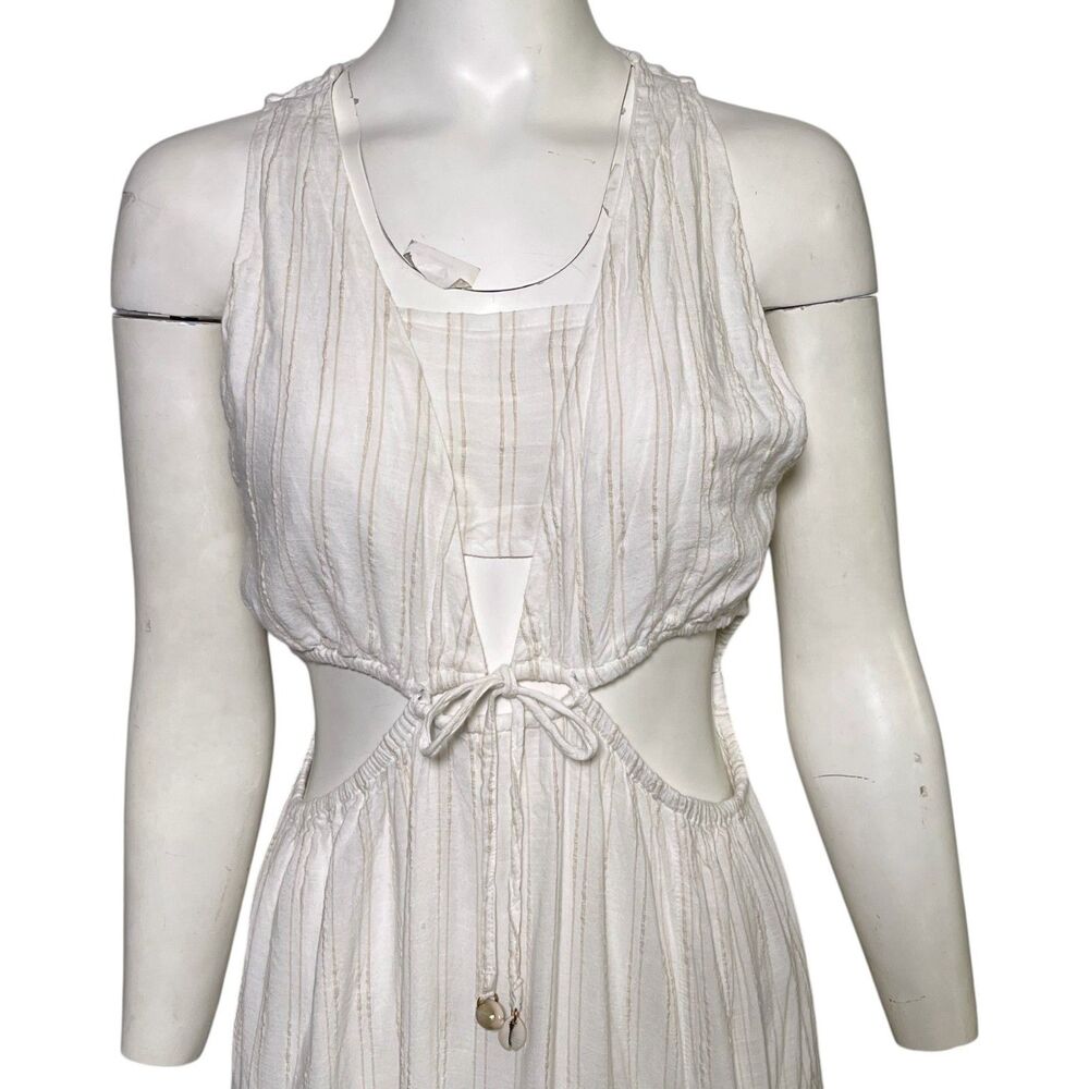 L*Space Donna Cover Up Maxi Dress White Cutout Tie Waist Beach Resort - Picture 5 of 10